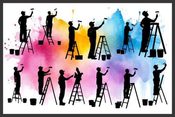 12 Premium House Painter Silhouettes for Design