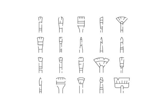 Artist Paint Brush Drawing Line Icons Se Guide