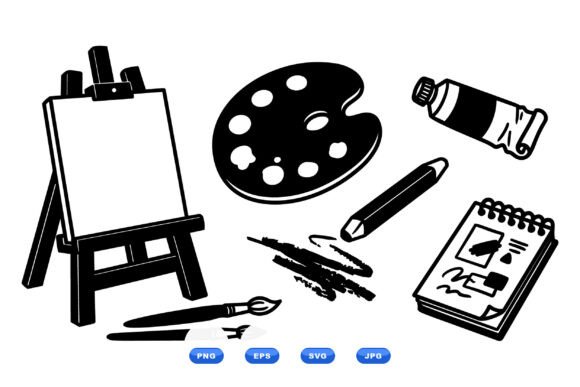 Artist Studio Clipart Collection: Essential Line Art