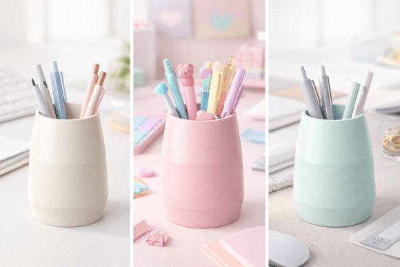 Cute Kawaii Mini Pastel Desk Pen Cup for 3D Printing