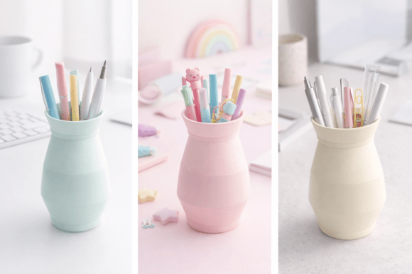 Cute Kawaii Pastel Mini Desk Pen Cup for 3D Printing: A Soft Touch for Organized Spaces
