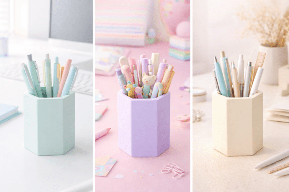 Cute Pastel Kawaii Pen Organizer Cup for 3D Printing