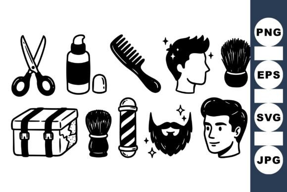 Elevating Grooming Brand Identity with the Classic Barber Tools SVG Set