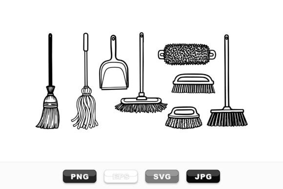Hand Drawn Cleaning Tools Set for Modern Design