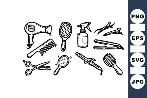Hand Drawn Salon Tools Clipart for Beauty Design