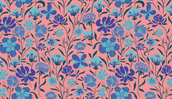 Indigo Pink Meadow Floral Seamless: Elevating Surface Design with Handcrafted Texture
