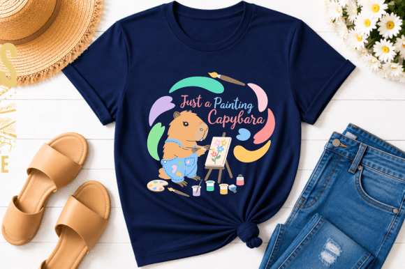 Just a Painting Capybara PNG Cute Artist: A Versatile Design for Creative Projects