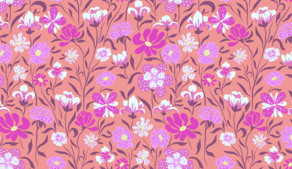 Magenta Pink Meadow Floral Pattern PNG Guide