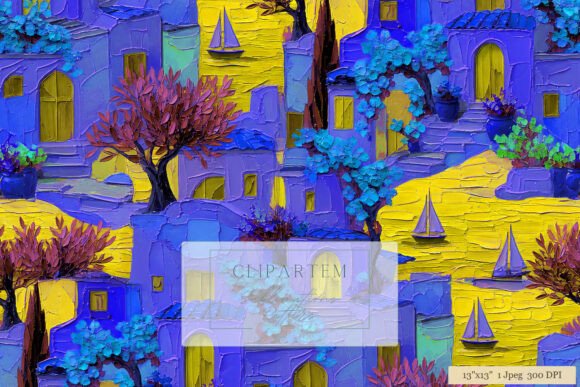 Mediterranean Village Sailboat Pattern: Integrating Fine Art Texture into Modern Design