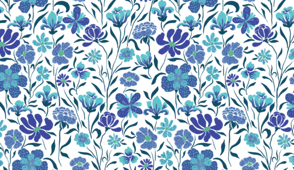 Mint and Indigo Floral Seamless Pattern Guide
