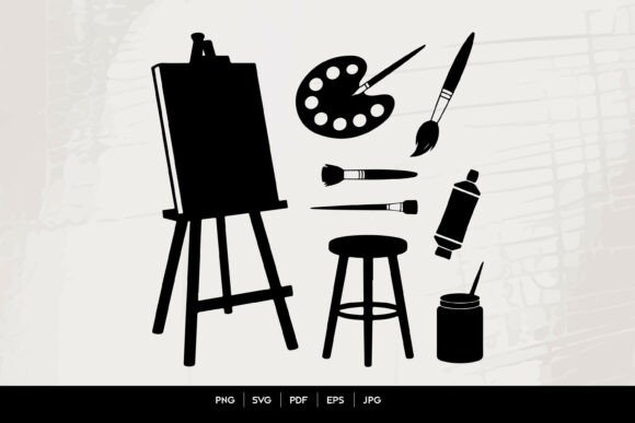 Painting Studio Silhouette Set: Visual Assets for Art Brands
