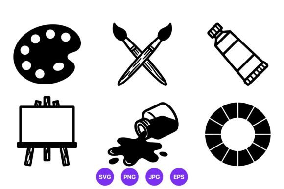 Painting Tools Black White Icons: Versatile Assets for Creative Projects